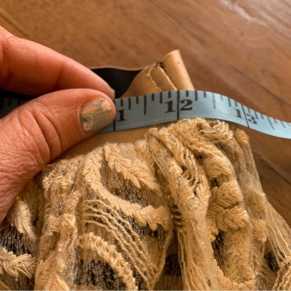 Fracomina lace maxi skirt 42 s small beige EUC striped lined slit - Picture 7 of 11